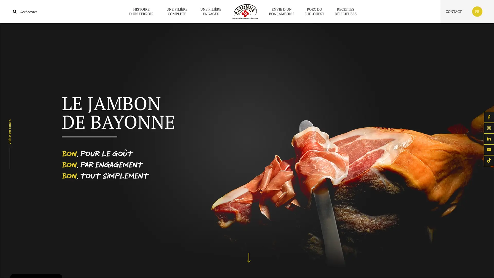 Page d'accueil du site web le Consortium du jambon de Bayonne