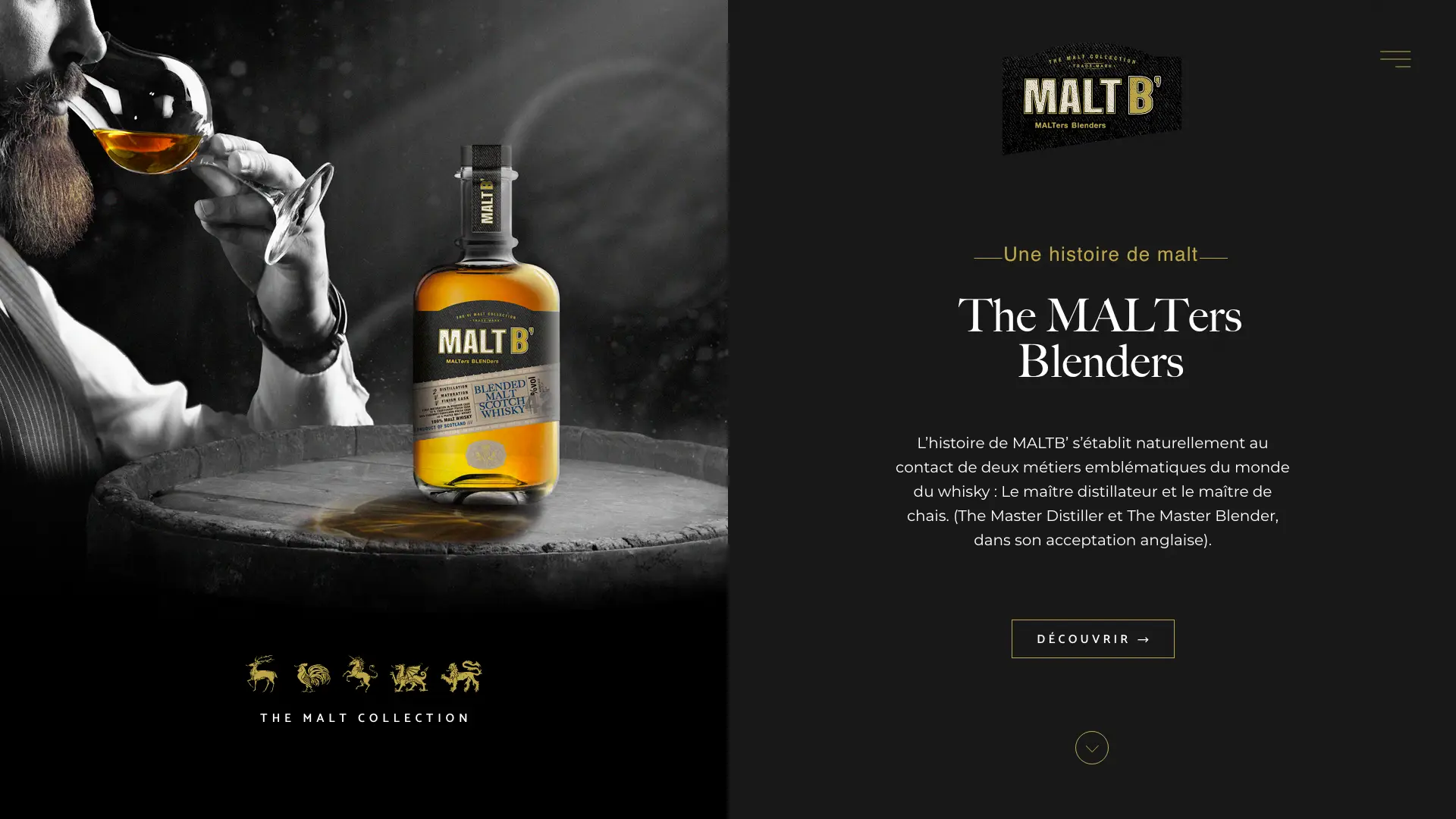 Page d'accueil du site vitrine Malt'B