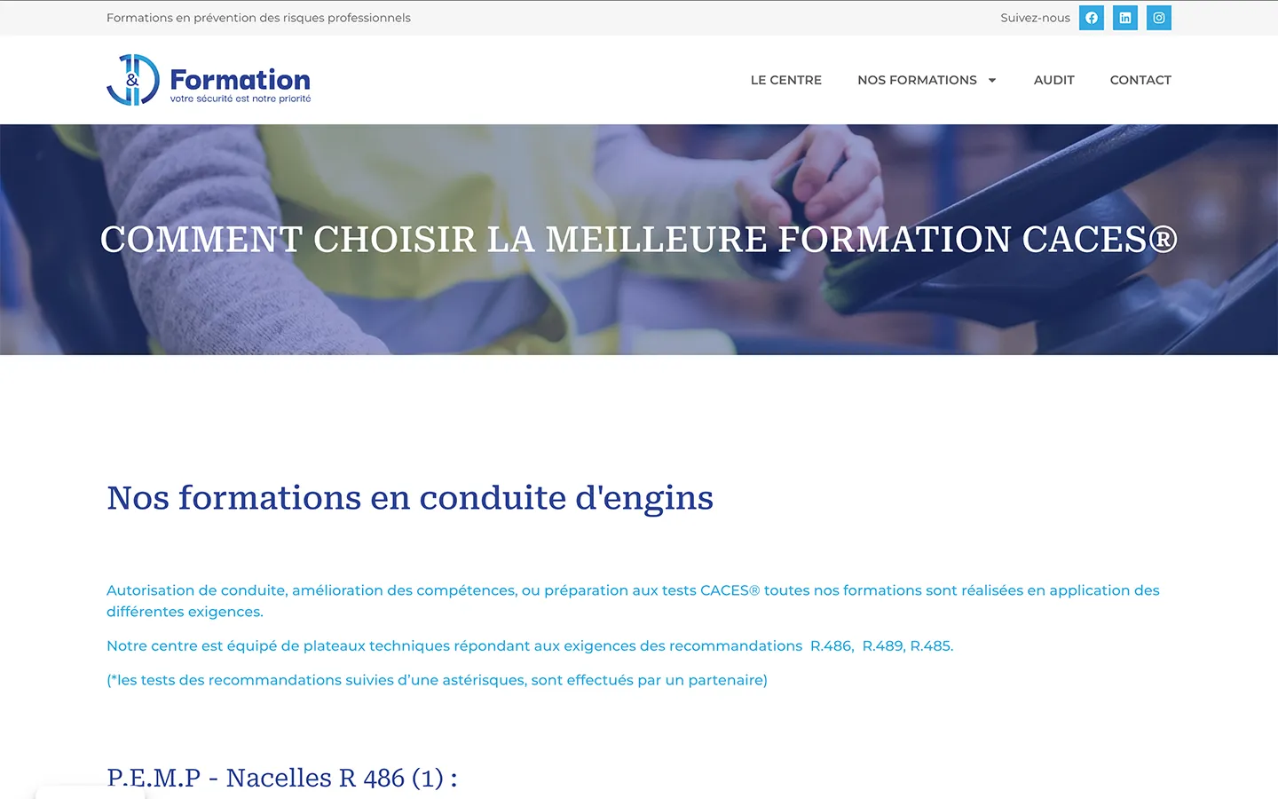 Présentation de la formation au permis Caces